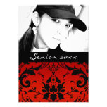 Red and Black Damask Senior Class of 20xx Grad Personalized Announcement