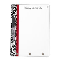 Red and Black Damask Wedding Dry Erase Board