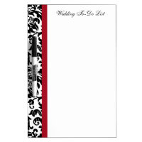 Red and Black Damask Wedding Dry Erase Board