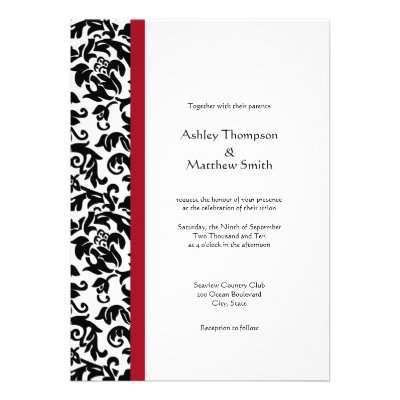 Red and Black Damask Wedding Invitations