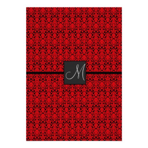 Red and Black Damask Wedding Invitations