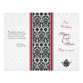 Red and Black Damask Wedding Program Custom Flyer