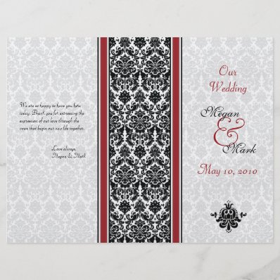 Red and Black Damask Wedding Program Custom Flyer