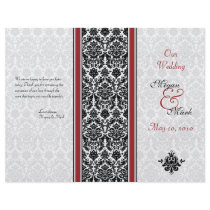 Red and Black Damask Wedding Program Custom Flyer