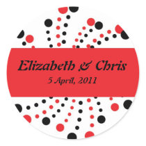Red and Black Dot Modern Stickers for Wedding stickers