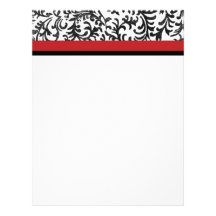 Red and Black Floral Damask Pattern Letterhead