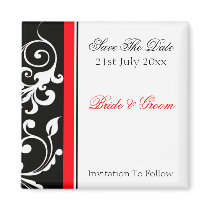 Red and Black Floral Save The Date magnets by Eternalflame Red and Black Floral Save The Date magnets