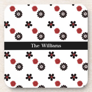 Red and Black Flower Coasters