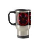 red and black flower mugs
