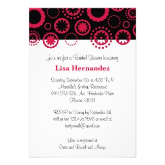 Red and Black Flowers and Circles Personalized Announcement