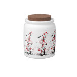 Red and Black Flowers Candy Jar