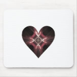 Red and Black Fractal Art Heart Mouse Pads