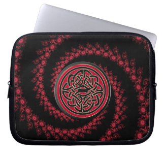 Red and Black Fractal with Celtic Knot Computer Sleeves