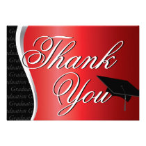Red and Black Graduation Thank You invitations