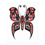 Red and Black Haida Spirit Butterfly on White Post Cards Red and Black Haida Spirit Butterfly on White Post Cards