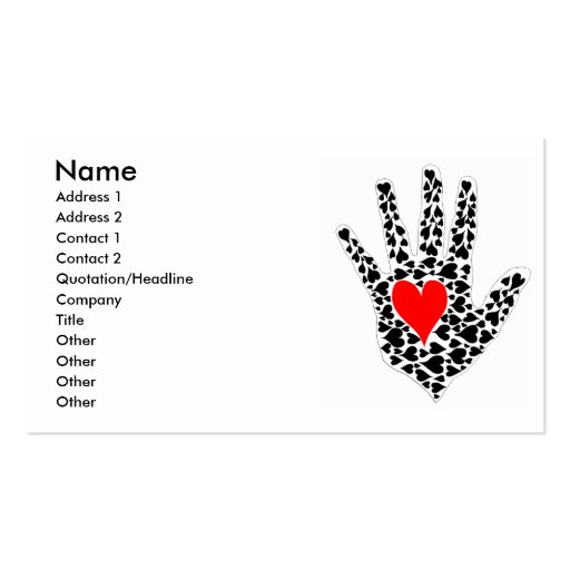 Red and black hearts hand outline business card template