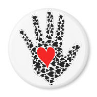 Red and black hearts hand outline magnet