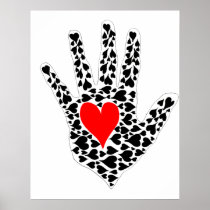 Red and black hearts hand outline posters