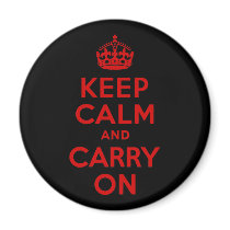Red and Black Keep Calm and Carry On Fridge Magnets