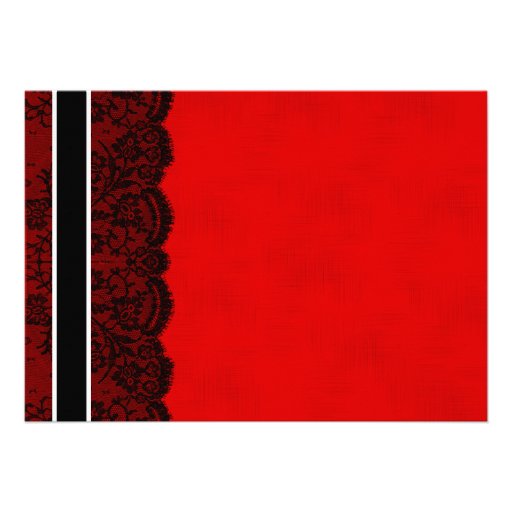 Red and Black Lace Vintage Wedding Invitation