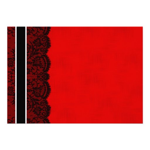 Red and Black Lace Vintage Wedding RSVP Custom Invite