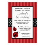 Red and Black Ladybug Striped Dots Birthday Party Personalized Invitations