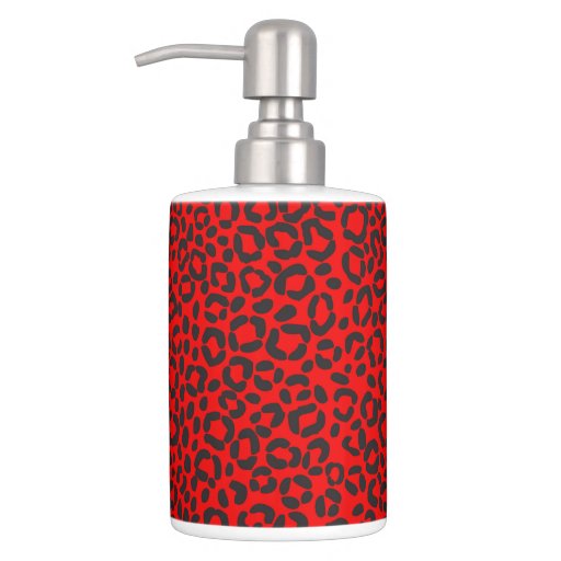 Red And Black Leopard Print Bath Accessory Sets Zazzle