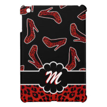 Red and Black Leopard Print High Heels Monogram iPad Mini Cases