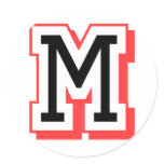 red and black letter M Sticker