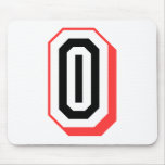 red and black letter O Mouse Pads