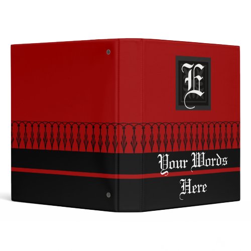 Red and Black Monogram Binder binder
