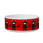 Red and Black Ninja Bunny Pattern Cat Food Bowls