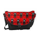 Red and Black Ninja Bunny Pattern Courier Bag