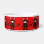 Red and Black Ninja Bunny Pattern Pet Food Bowls