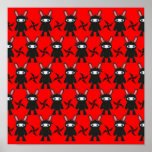 Red and Black Ninja Bunny Pattern Print