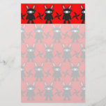 Red and Black Ninja Bunny Pattern Personalized Stationery