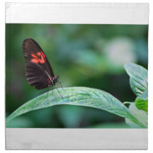 Red And Black On Leaf Napkin