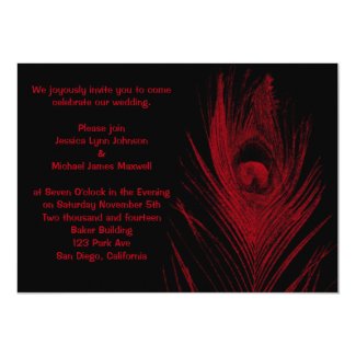 Red and Black Peacock Wedding Personalized Announcements