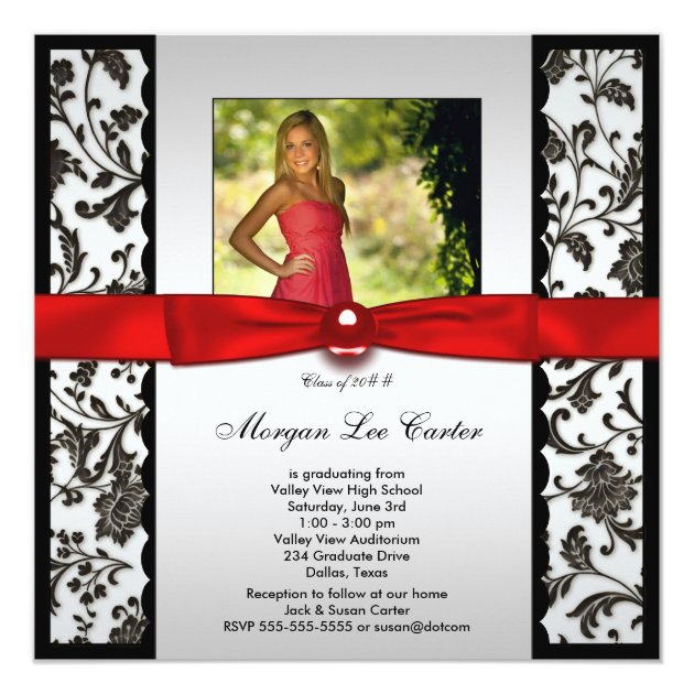 Red and Black Photo Graduation Announcement