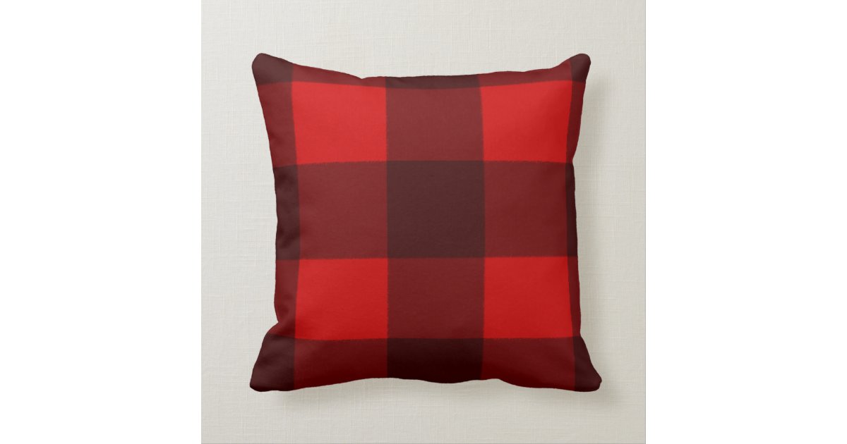 Red and Black Plaid Pillow Zazzle