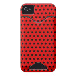 Red and Black Polka Dot Pattern. Spotty. Iphone 4 Id Cover