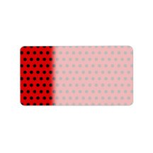 Red and Black Polka Dot Pattern. Spotty. Personalized Address Labels