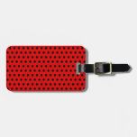Red and Black Polka Dot Pattern. Spotty. Tag For Luggage