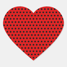 Red and Black Polka Dot Pattern. Spotty. Heart Sticker