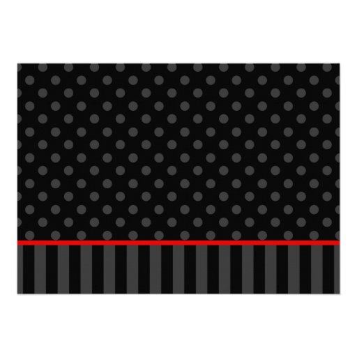 Red and Black Polka Dot Stripes Sweet 16 Birthday Custom Invitations
