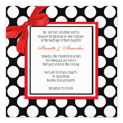 Red and Black Polka Dot Wedding Invitation