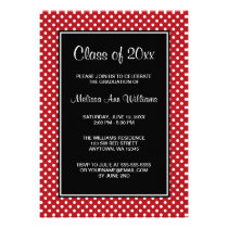 Red and Black Polka Dots Graduation Announcement invitations