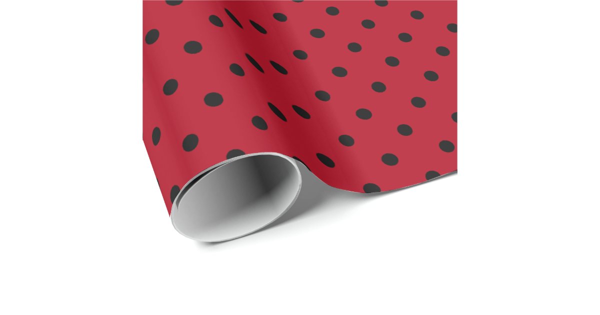 Red and Black Polka Dots Wrapping Paper Zazzle