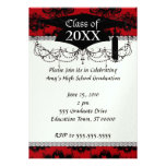 red and black romantic damask graduation class of cards