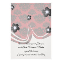 red and black romantic damask invitation